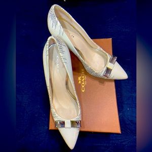 Coach snake print black/white silver bow